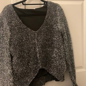 Black and silver shimmery V neck sweater from Lovers + Friends